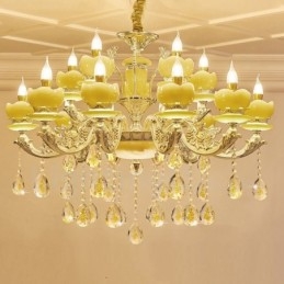 Lampadario classico in metallo con LED integrato a 15 luci 100x70 cm