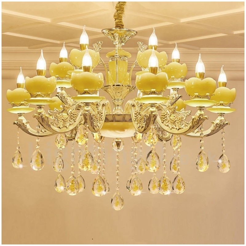 Lampadario classico in metallo con LED integrato a 15 luci 100x70 cm