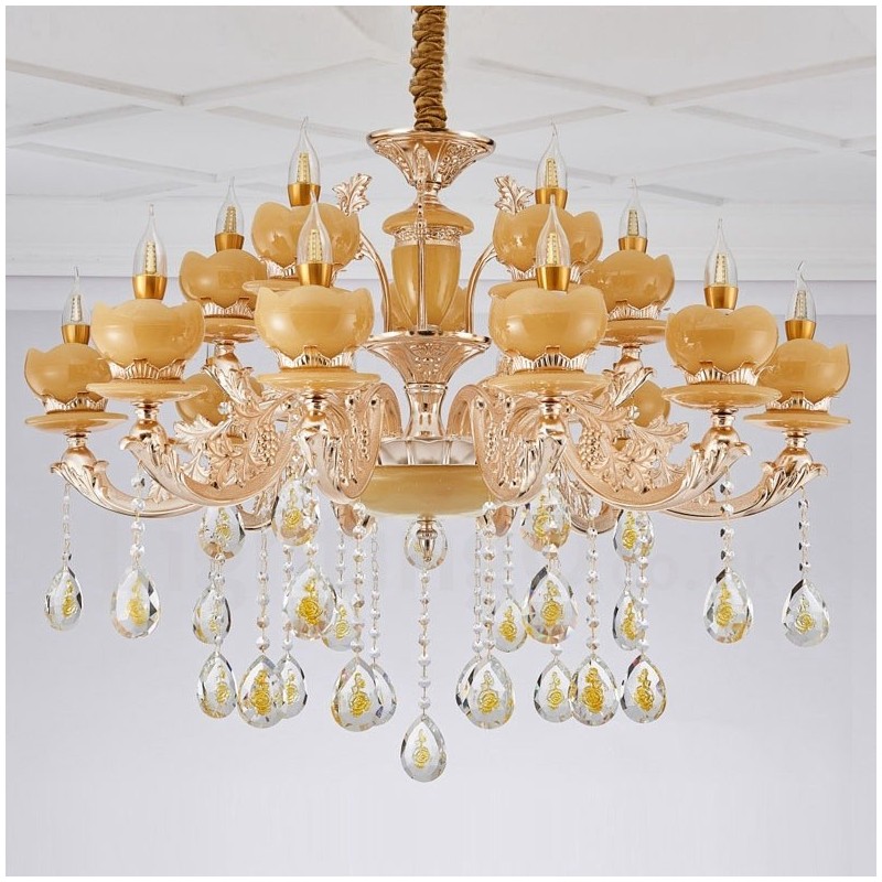 Lampadario classico in metallo con LED integrato a 15 luci 100x70 cm