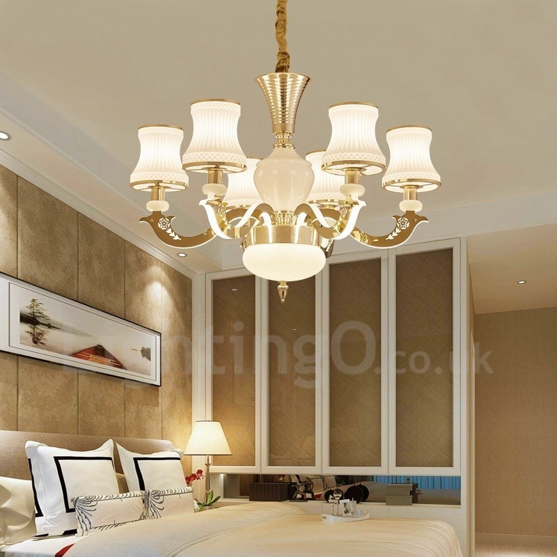 Lampadario classico tradizionale LED integrato 6 luci in metallo 70x55 cm