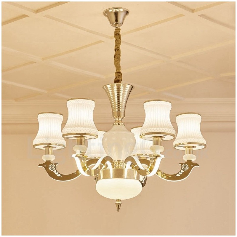 Lampadario classico tradizionale LED integrato 6 luci in metallo 70x55 cm