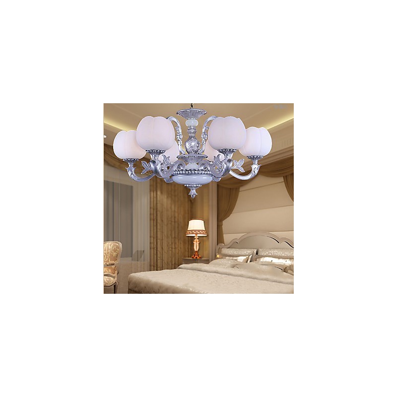 Lampadario moderno contemporaneo in metallo e vetro bianco