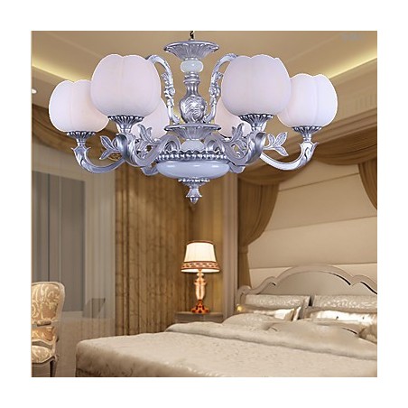 Lampadario moderno contemporaneo in metallo e vetro bianco