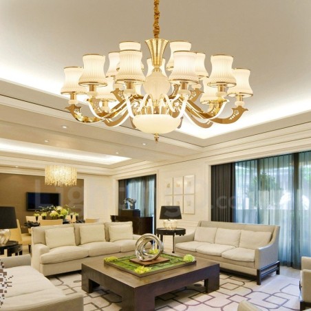 Lampadario classico tradizionale a 15 luci LED integrato in metallo 100x55 cm