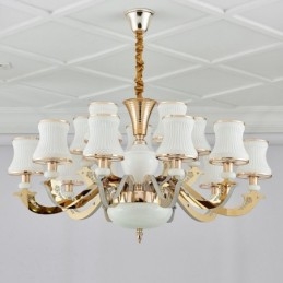 Lampadario classico tradizionale a 15 luci LED integrato in metallo 100x55 cm