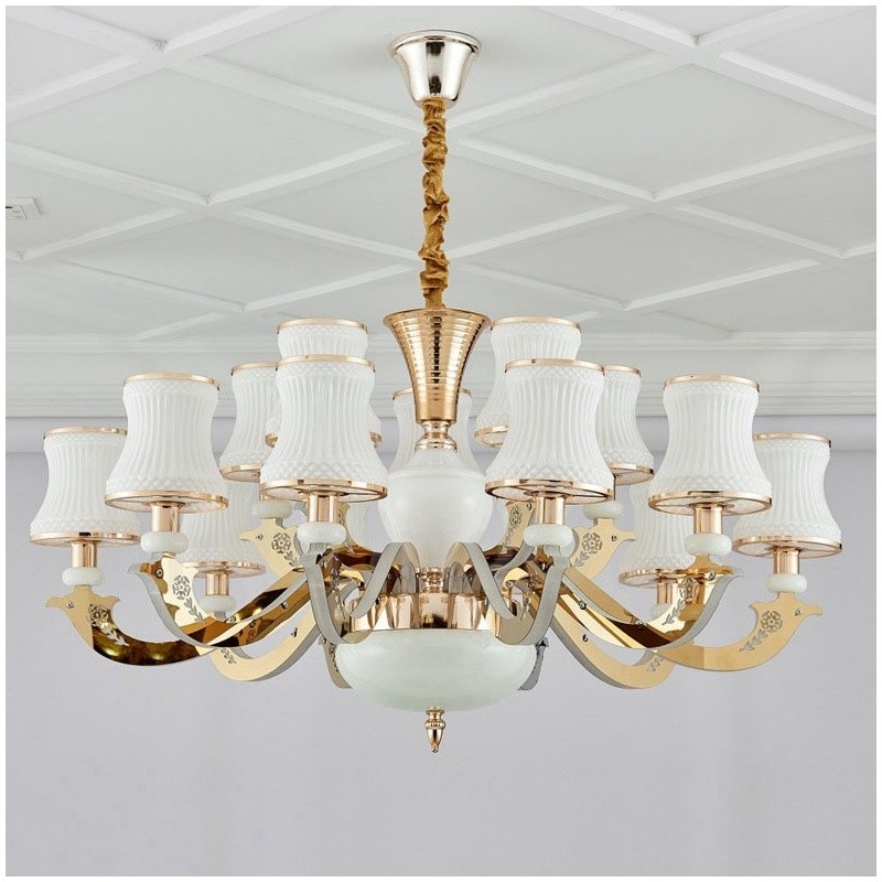Lampadario classico tradizionale a 15 luci LED integrato in metallo 100x55 cm