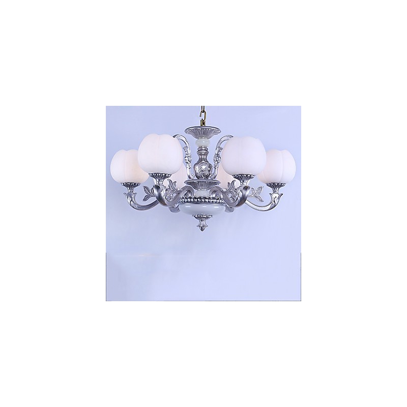 Lampadario moderno contemporaneo in metallo e vetro bianco