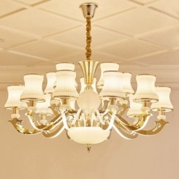 Lampadario classico tradizionale a 15 luci LED integrato in metallo 100x55 cm