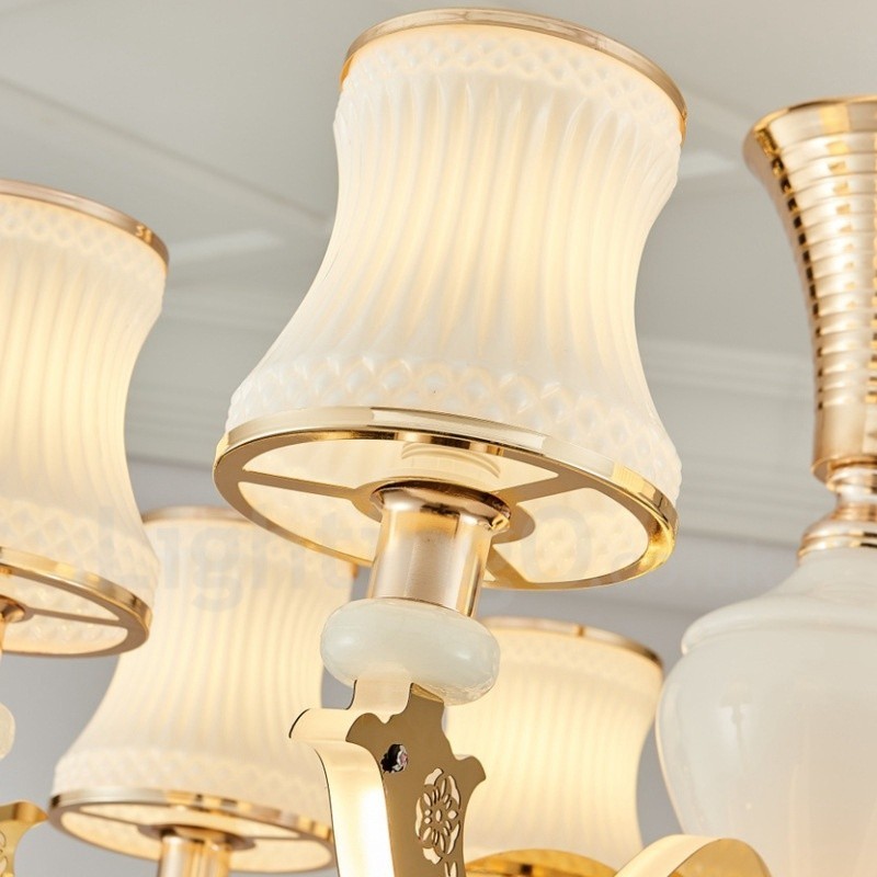 Lampadario classico tradizionale a 15 luci LED integrato in metallo 100x55 cm
