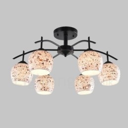 Lampadario mediterraneo 6 luci con paralume in vetro 65x34 cm