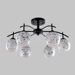 Lampadario mediterraneo 6 luci con paralume in vetro 65x34 cm