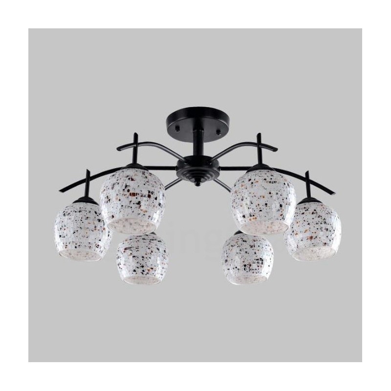 Lampadario mediterraneo 6 luci con paralume in vetro 65x34 cm