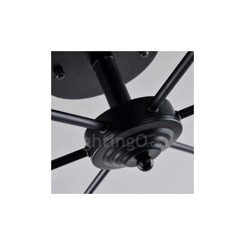Lampadario mediterraneo 6 luci con paralume in vetro 65x34 cm