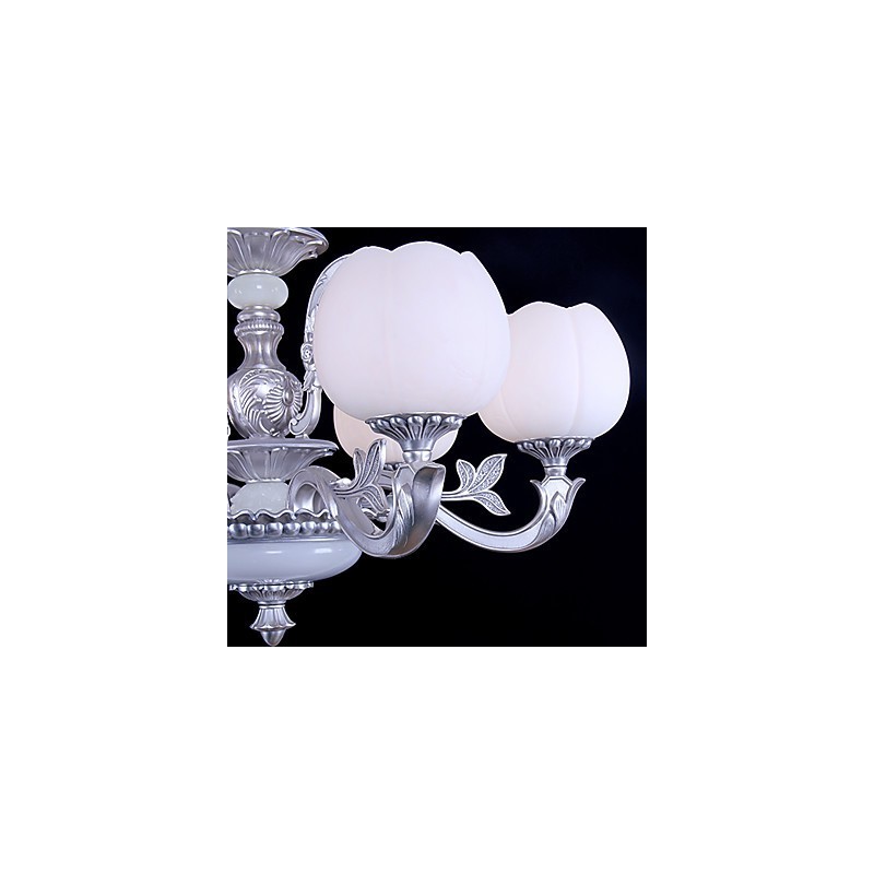 Lampadario moderno contemporaneo in metallo e vetro bianco