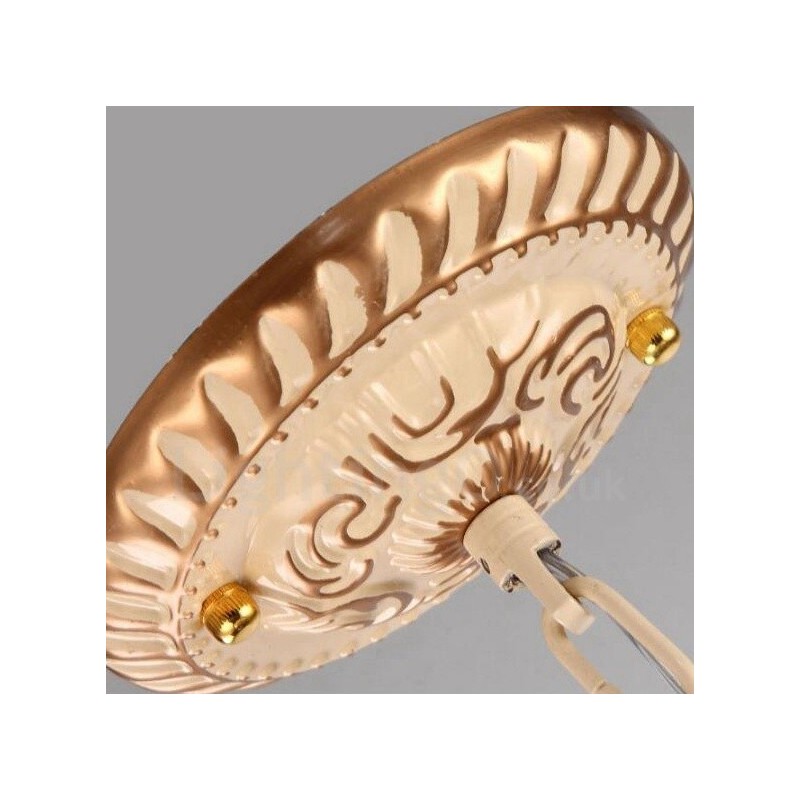 Lampadario mediterraneo in metallo con paralume in vetro, LED integrato, 5 luci