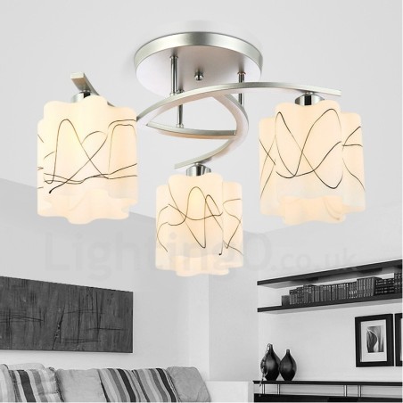 Lampadario moderno contemporaneo a 3 luci LED integrato 48x30 cm