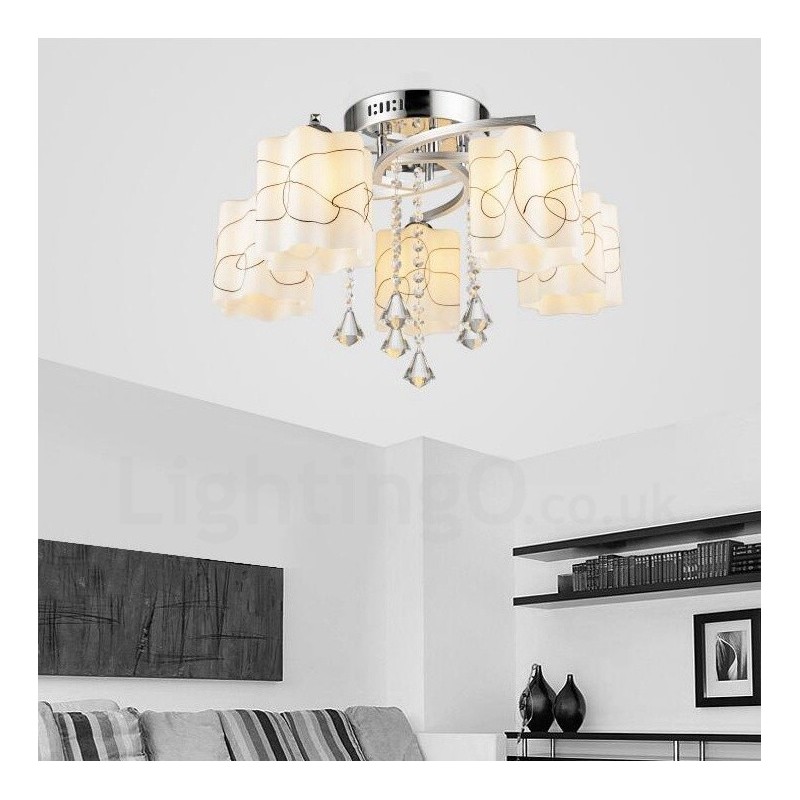 Lampadario moderno contemporaneo 5 luci LED integrato 58 x 30 cm