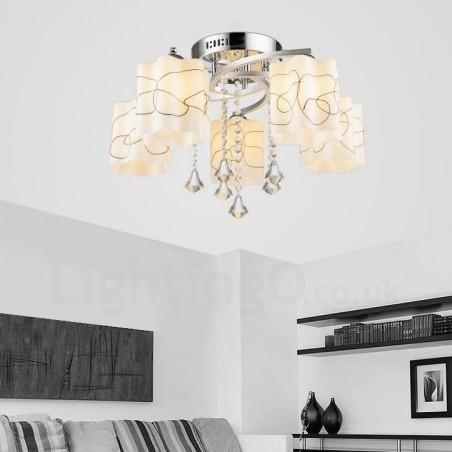 Lampadario moderno contemporaneo 5 luci LED integrato 58 x 30 cm