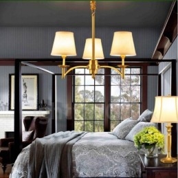 Lampadario rustico Lodge in rame e metallo a 3 luci LED integrato 60x50 cm