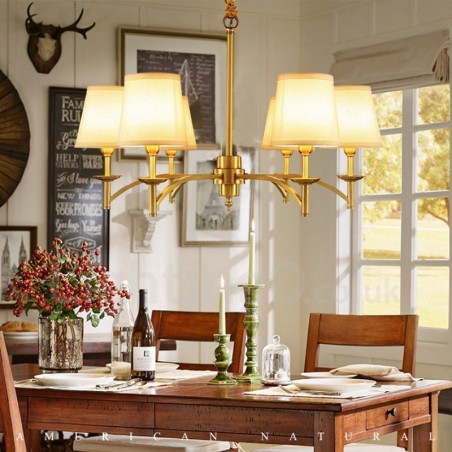 Lampadario rustico Lodge in metallo con LED integrato a 6 luci 72x50 cm
