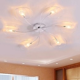 Lampadario a filo moderno contemporaneo elettroplaccato argento 8 lampadine G4
