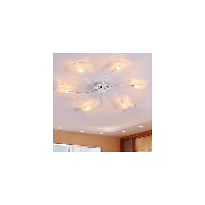 Lampadario a filo moderno contemporaneo elettroplaccato argento 8 lampadine G4