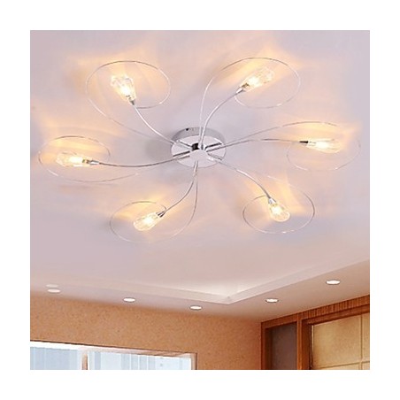 Lampadario a filo moderno contemporaneo elettroplaccato argento 8 lampadine G4