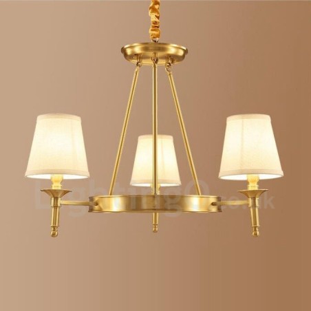 Lampadario rustico Lodge in rame e metallo a 3 luci LED integrato 61x51 cm