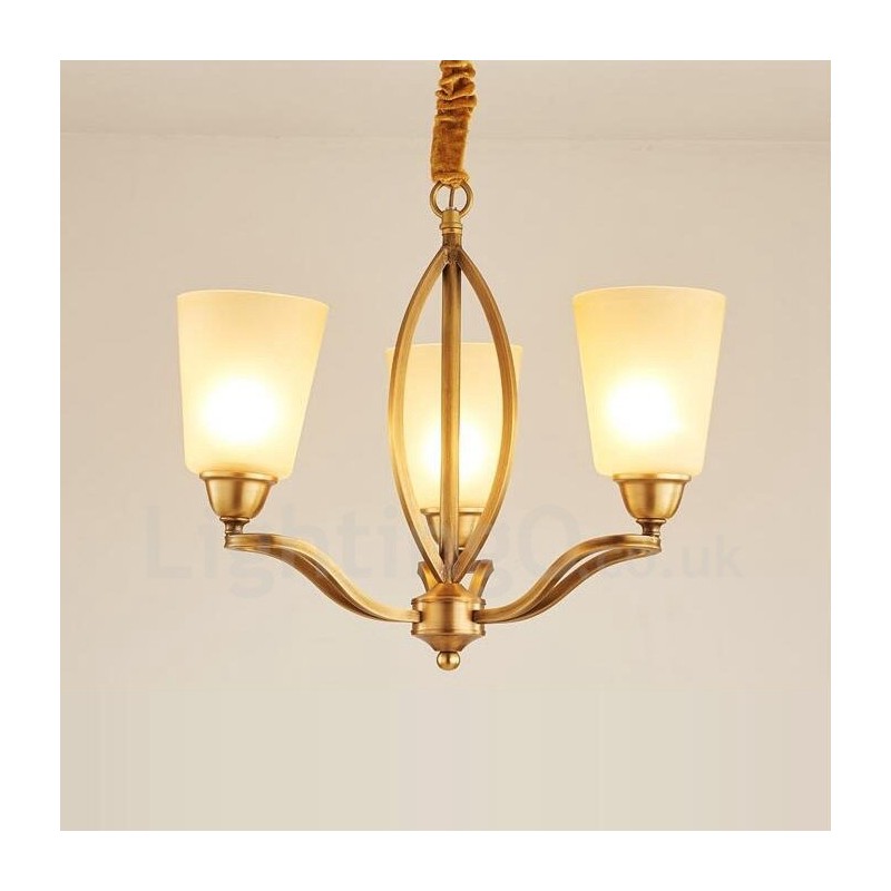 Lampadario rustico Lodge in rame e metallo con LED integrato 3 luci 50 x 42 cm