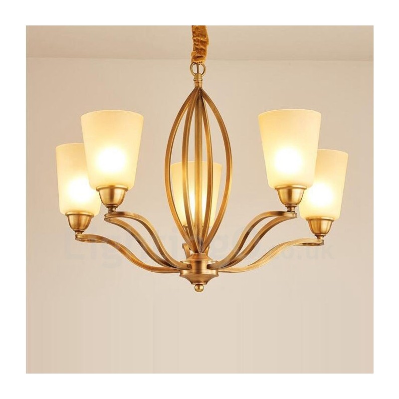 Lampadario rustico Lodge in metallo con LED integrato 5 luci 70 x 52 cm