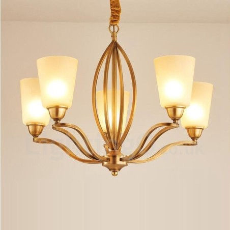 Lampadario rustico Lodge in metallo con LED integrato 5 luci 70 x 52 cm
