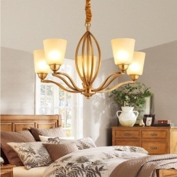 Lampadario rustico Lodge in metallo con LED integrato 5 luci 70 x 52 cm