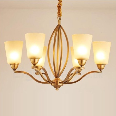 Lampadario Rustico Lodge a 6 luci con LED integrato in metallo 70 x 52 cm