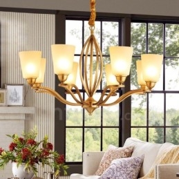 Lampadario Rustic Lodge in metallo con LED integrato 8 luci 84 x 52 cm