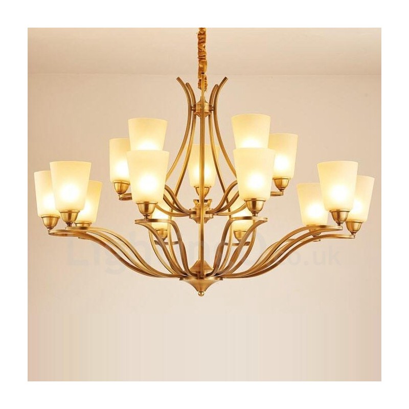 Lampadario Rustico/Lodge in metallo con LED integrato 15 luci 112x72 cm