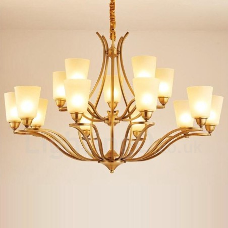 Lampadario Rustico/Lodge in metallo con LED integrato 15 luci 112x72 cm