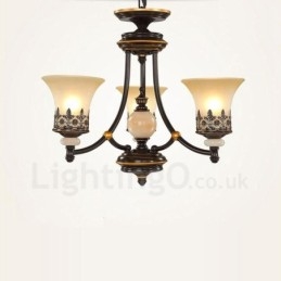 Lampadario classico in metallo con LED integrato 3 luci 62x40 cm