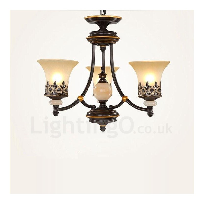 Lampadario classico in metallo con LED integrato 3 luci 62x40 cm