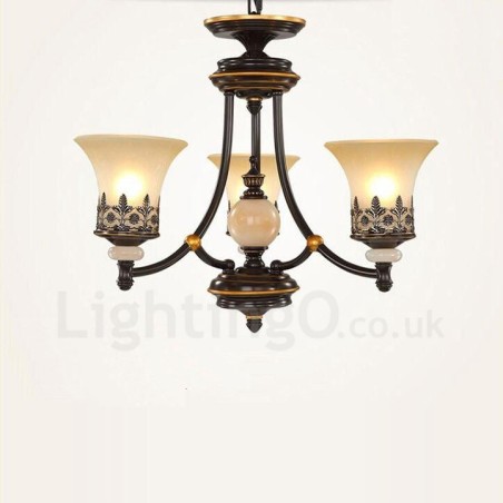 Lampadario classico in metallo con LED integrato 3 luci 62x40 cm