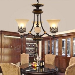 Lampadario classico in metallo con LED integrato 3 luci 62x40 cm