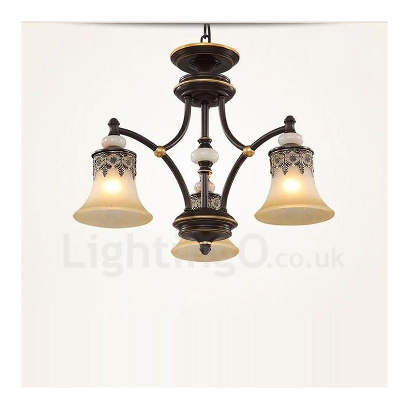 Lampadario classico in metallo con LED integrato 3 luci 62x40 cm