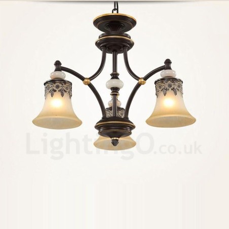 Lampadario classico in metallo con LED integrato 3 luci 62x40 cm