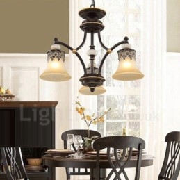Lampadario classico in metallo con LED integrato 3 luci 62x40 cm