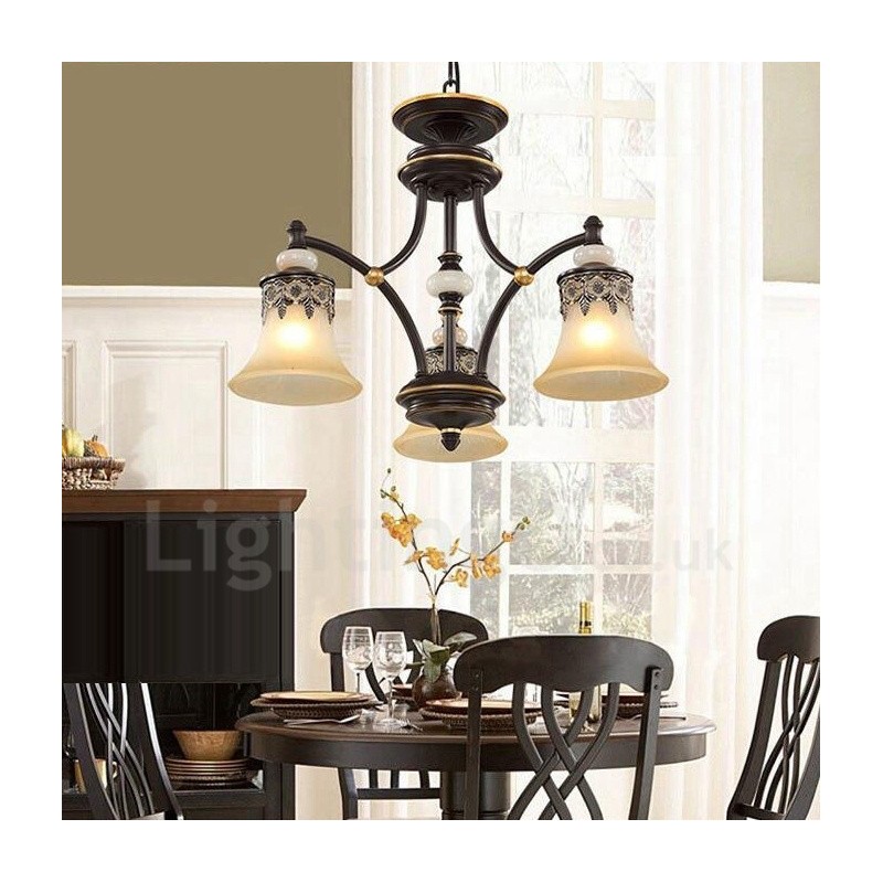 Lampadario classico in metallo con LED integrato 3 luci 62x40 cm