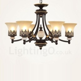 Lampadario classico in metallo con LED integrato 6 luci 76 x 40 cm