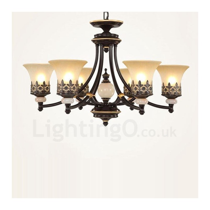 Lampadario classico in metallo con LED integrato 6 luci 76 x 40 cm