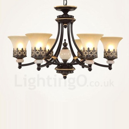 Lampadario classico in metallo con LED integrato 6 luci 76 x 40 cm