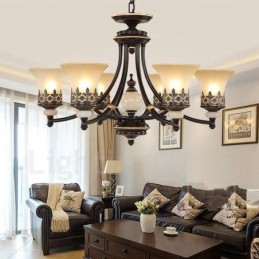 Lampadario classico in metallo con LED integrato 6 luci 76 x 40 cm