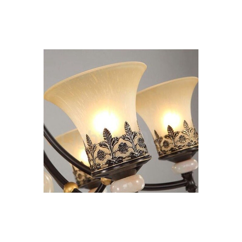 Lampadario classico in metallo con LED integrato 6 luci 76 x 40 cm