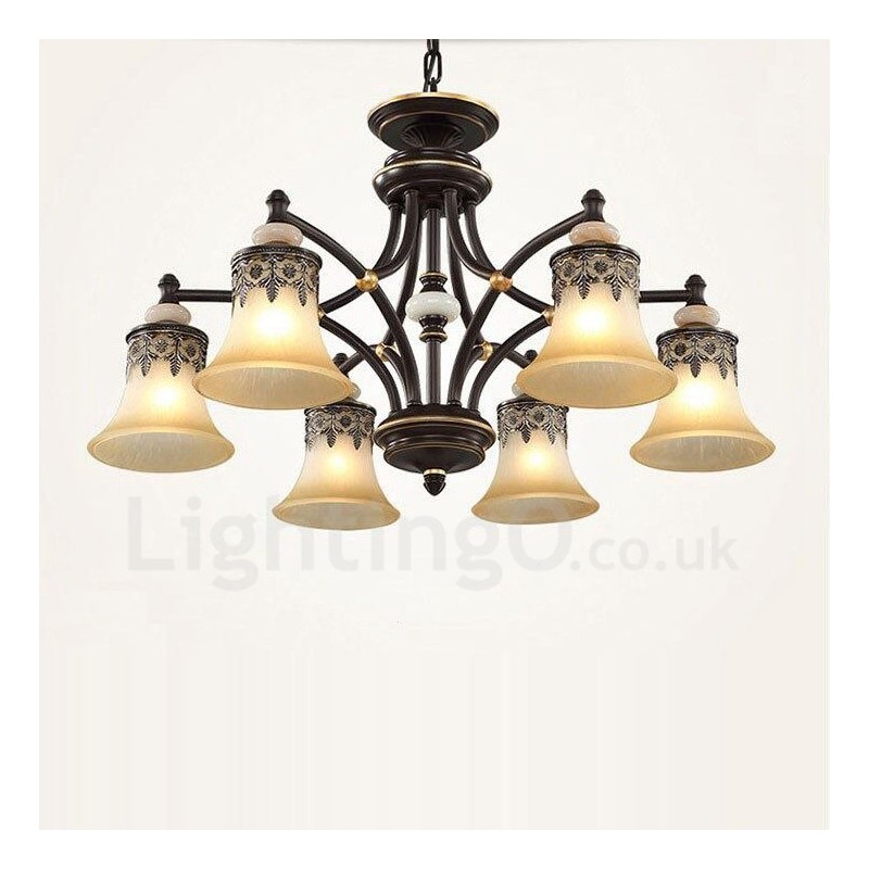 Lampadario classico in metallo con LED integrato a 6 luci 76 x 40 cm
